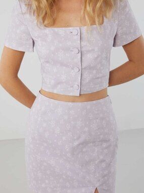 Oak + Fort Floral Button-Front Matching Set